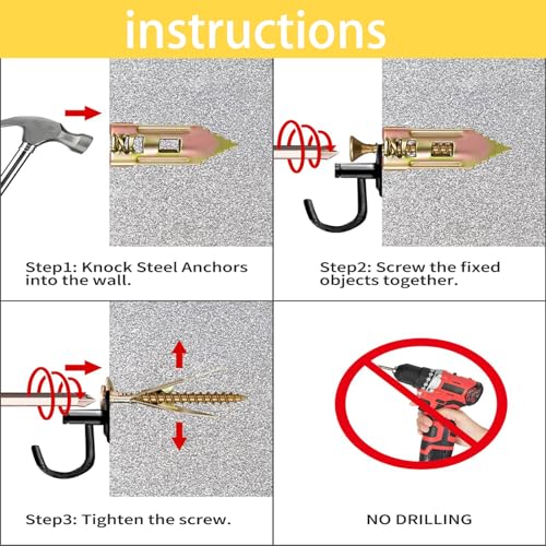Drywall Anchors and Screws Kit, 120 PCS (60 PCS 12x30mm/0.47"x1.18" Anchor + 60 PCS 4x30mm/0.16"x1.18" Screw), Heavy Duty Galvanized Expansion Wall Anchor Kit for Picture Hanging & Drywall Repair - size: 12mm x 30mm (anchors), 4mm x 30mm (screws)