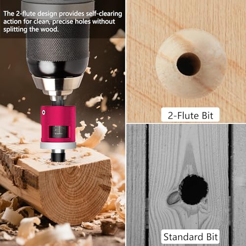 BURMONG 5-Piece Countersink Drill Bit Set with Adjustable Depth Stop, 1/4" Hex Shank Quick Change Drilling Tool Kit, 82° Woodworking Chamfer Bits for Wood, Plywood, MDF, Plastic - style: With Adjustable Depth Stop