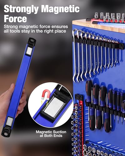 WORKPRO 8-Piece Magnetic Socket and Screwdriver Organizer Set - size: 6pc Socket Rail & 2pc Screwdriver Rail