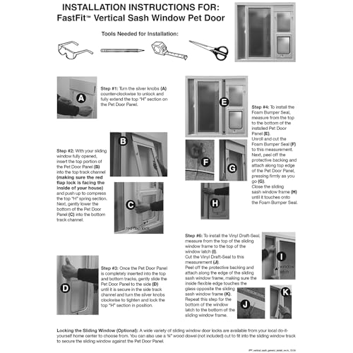 Ideal Pet Products Aluminum Sash Window Pet Door - size: 7-1/2" x 10-1/2" Chubby Kat Flap Size, style: Vertical Sash Window Height: 32-1/2" to 35-1/8"