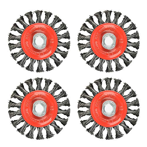 AAIN 4 Inch Wire Wheel Brush, 4Pcs Wire Wheels for 4 1/2 Angle Grinder - size: 4 pack, style: 4 inch Knotted Wire Brush