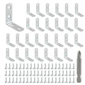 30 Pcs Metal L Brackets for Wood, 90 Degree Right Angle Brackets for Wood | l bracket Corner Braces for Wood Furniture Cabinet Drawer Chair(1.57 x 1.57 x 0.63 in), with 120 Screws, 1 Bit