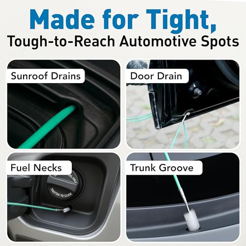 Raxwell Auto Sunroof Drain Cleaning Tool - 118 Inch Flexible Drain Brush with Coated Wire, Firm Bristle and Loop Handle - Water Snake for AC Lines, Dishwasher and Appliance Tubing