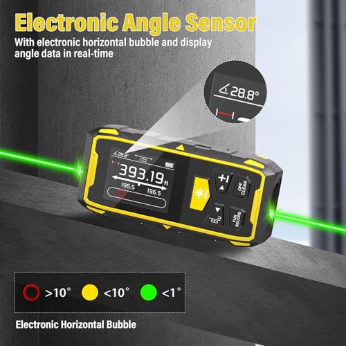 IKOVWUK Dual Laser Measuring Tool, 393FT/120M Bilateral Laser Distance Meter 6 Unit Switching, Rechargeable Digital Laser Measure with Backlit LCD Display, Angle Sensor, Multiple Measure Mode