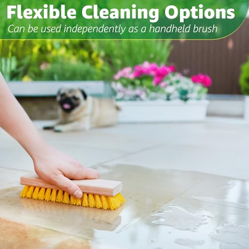 Deck Scrub Brush Head 7.87" - Heavy Duty Concrete & Wooden Deck Scrub Brush With Hard Nylon Bristles - size: 7.87"