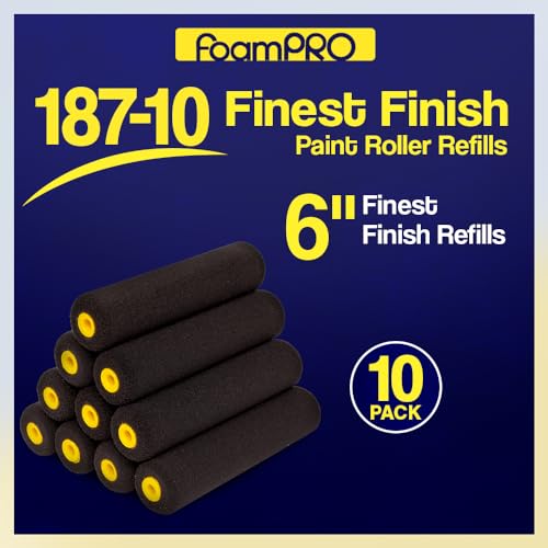 FoamPRO 187-10 Finest Finish Mini Foam PAint Roller Refills, Pack of 10 - size: Pack of 10, style: Refill 6"