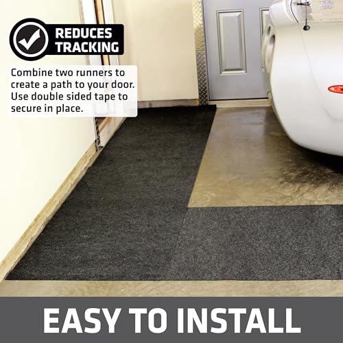Drymate Garage Floor Runner Mat, (18' x 2'6"), Protects Surfaces, Absorbent, Waterproof, Slip-Resistant, Quick Dry Carpet Fabric, Trimmable & Washable (USA Made) (Charcoal) - size: 18' x 2'6" (1-Pack)