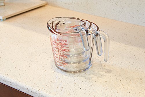Anchor Hocking Glass Measuring Cups, 3 Piece Set (1 Cup, 2 Cup, 4 Cup liquid measuring cups) - style: 3pc Set