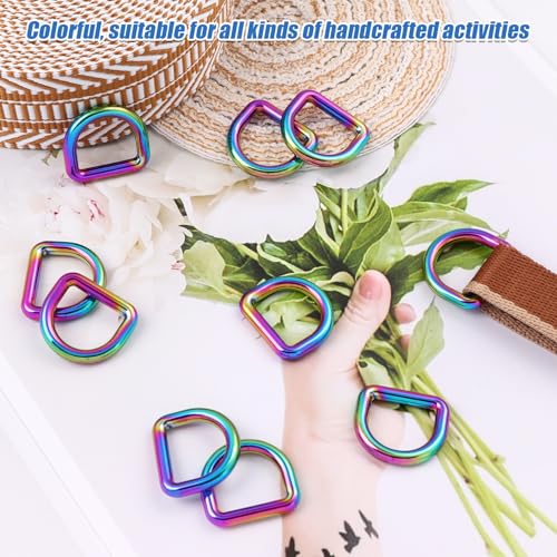 PECMER 20mm Rainbow D-ring Buckles-10 PCS Zinc Alloy D Rings 3/4 inch Metal D-Shape Buckle Clips-Non-welded Purse Hardware for Bag Making Webbing - color: 10pcs Rinbow D-ring -20mm