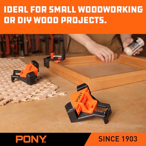 PONY 4-Pack Corner Clamps, 90 Degree Right Angle Clamps for Woodworking