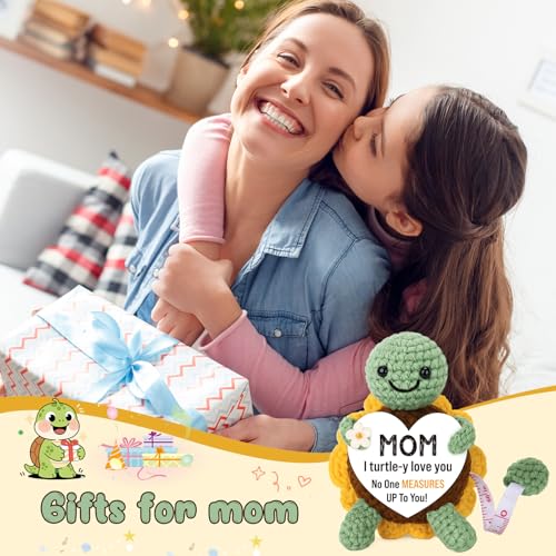 Xinezaa Gifts for Mom, Cute Crochet Turtle 60 in Retractable Tape Measure - style: mom