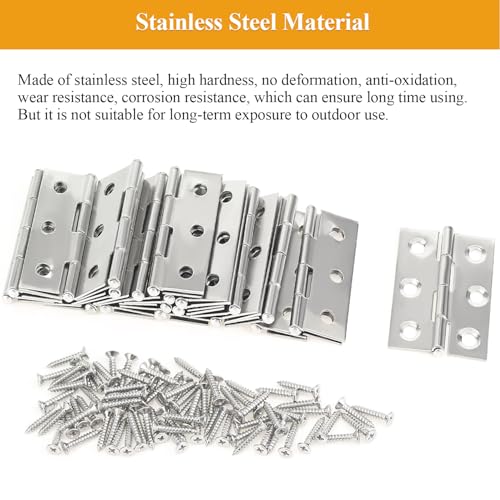 20 Pieces Stainless Steel Folding Hinges, 1.73 Inch Cabinet Hinges, Small Door Hinges, Small Hinges with 120 Pieces Screws for Wooden Cabinets Box Small Crafts and Lightweight Projects - size: 20 Pieces