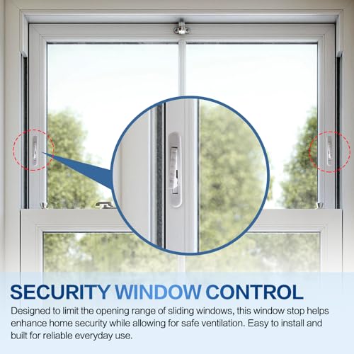 White Window Sash Vent Stops 6-Pack 1714WHITE, Nylon Snap-in | Window stoppers security for vinyl windows. High-strength nylon, crack-resistant. Fits 1.875" slots. Easy install.