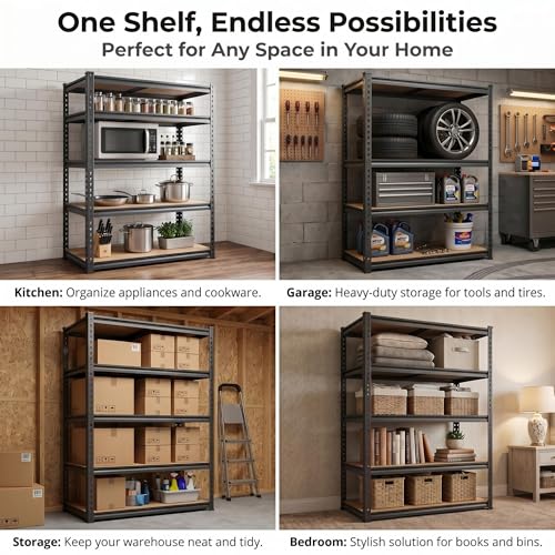 Shelving Unit, 2850LBS Heavy Duty Metal Shelves for Storage, 5-Tier Adjustable Boltless Storage Rack for Kitchen Garage Warehouse Pantry, 36" Wx16 Dx72 H, Black - size: 36"Wx16"Dx72"H