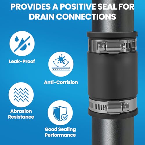 2 Pcs 1-1/4 IN Flexible PVC Pipe Coupling with Stainless Steel Clamps Fit 1-1/4 IN Nominal Pipes, Couplers for Plastic and Copper Pipe Plumbing Connections, Drain Repair, Dust Hose - size: 1-1/4 in