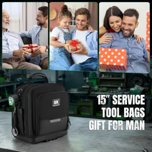 SK 15-Inch Tool Bag, Heavy Duty 1680D Tool Bag Organizer with 24 Pockets
