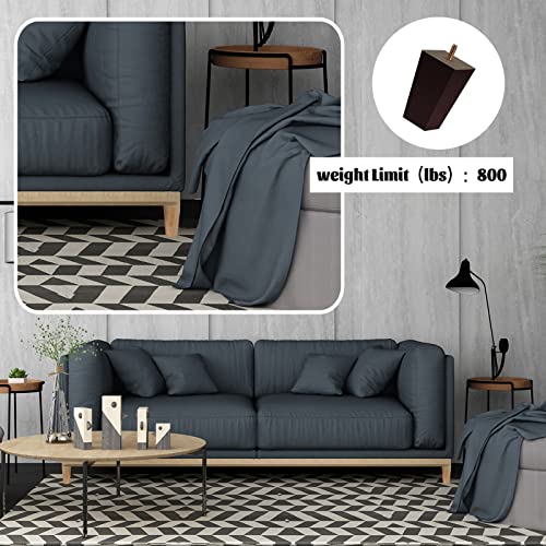 Couch Legs Square Bed Feet, 5 inch, Dark Brown, Set of 8 - color: 8sets, size: 5inch
