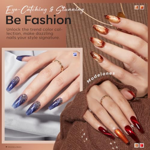 modelones Cat Eye Gel Nail Polish Set 28 Colors Primer & 3pcs Top Base Coat - color: A0-Winter Cateye