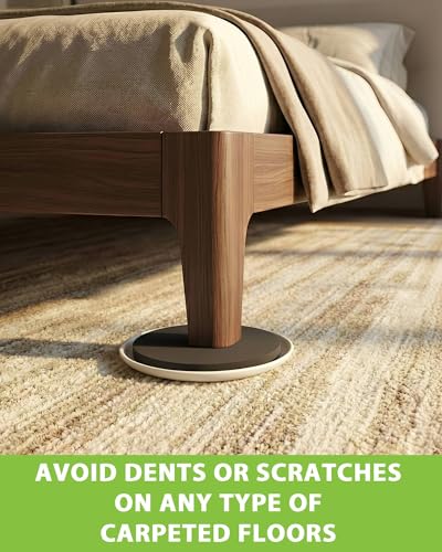 5 Inch Furniture Sliders for Carpet and Hardwood Floors – 12 Pack Heavy Duty Round Moving Pads Reusable Furniture Movers Glides for Sofa, Couch, Table, Chair Legs (Beige, 5")