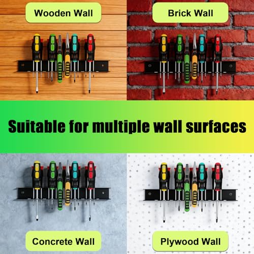 12.6" Wall-Mounted Screwdriver Holder, Metal Pliers Holder, 23 Holes Multi-Purpose Tool Organiser, Hand Tool Organiser, Suitable for garages, workshops, storage sheds & workbenches