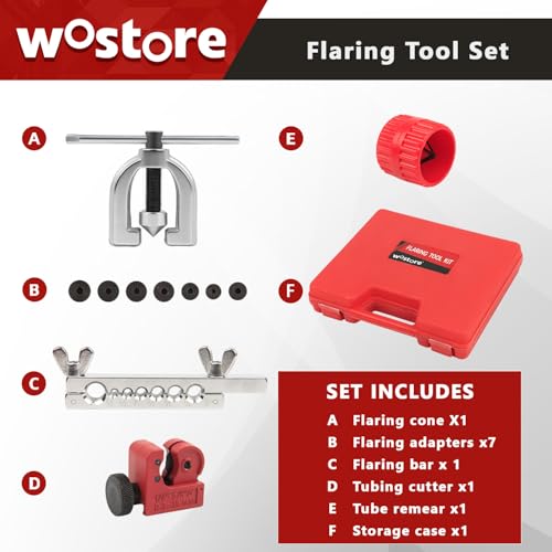 Wostore 25FT 3/16" Copper Coated Brake Line Kit & Flaring Tool, 24 Fittings - size: Double flare kit with 3/16" Brake Line