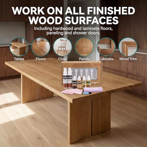 Premium Wood Furniture Care Set (12-Piece) - Includes Wood Cleaner & Water Mark Remover, Dark/Light Scratch Repair Kit & Furniture Care Oil | Friendly for Cabinets, Tables & All Wood Finished Surfaces - size: 7.38 Fl Oz (Pack of 1)