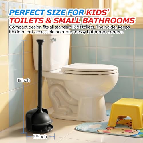 FORASTO 2Pack Toilet Plunger with Holder - Heavy Duty Bathroom Tools - color: Black, size: 2Pack