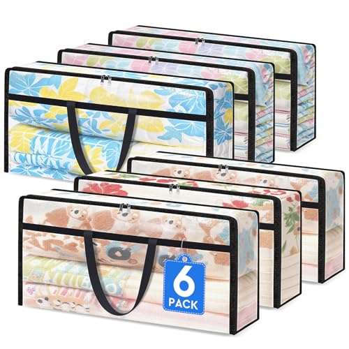 TasticTotes 6 Pack Clear Storage Bags for Comforter, 90L Long - size: 90L(39"*7"*20")