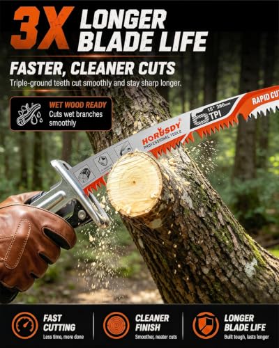 15 Inch Reciprocating Saw Blades, 5 Pack, 6TPI Japanese Teeth Arc Edge CR-V Steel Pruning Saw Blades for Tree Trimming and Wood Cutting, with Storage Case - style: 5-Pc 15" New Version