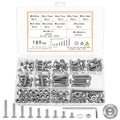 189 Pcs M6 Nuts and Bolts Assortment Kit, Pan Head Machine Screws and Nuts, Hex Button Head Socket Cap Screws Bolts and Nuts and Washers, Stainless Steel Metric Screw Assortment - size: M6