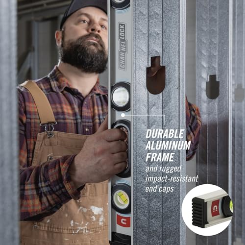 CHANNELLOCK 24-Inch, Professional-Grade Magnetic Aluminum I-Beam Level with 3 Vials, 5100-0024M