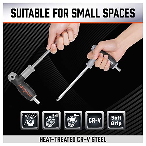 HORUSDY 18-Piece T-Handle allen wrench set, Inch/Metric Long Arm Ball End Hex Key Wrench Set, MM(1.5mm-10mm) SAE(1/16"-3/8") - style: 18PC T-Handle SAE/Metric