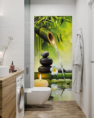 FLFK Door Mural Sticker - Zen,Peel and Stick,Combined Size 32"x80",Split into 2 Pieces - color: Mt1155, size: 32"x80"