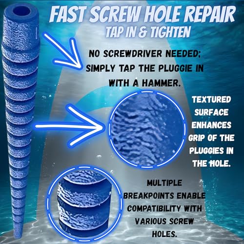 Pluggies Stripped Screw Hole Repair Kit – Wood Screw Hole Fix for Cabinet Hinges, Doors & Furniture – Heavy Duty Wall & Wood Anchors – Made in USA – 24 Pack