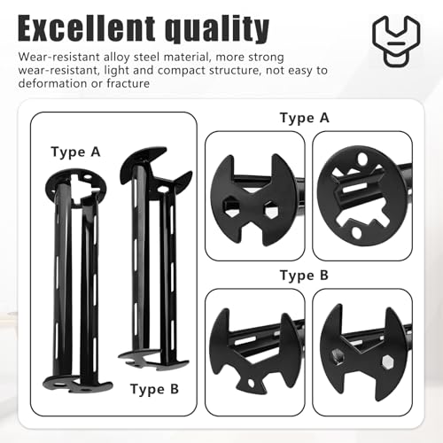 2Pcs Four-Jaw Basin Wrench Set, Universal Under Sink Plumbing Tool