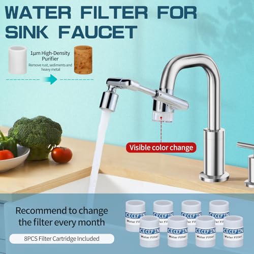 8pcs White Filter Element Replacement for CECEFIN Filtered Faucet Extender - color: C2- White- Water Filter