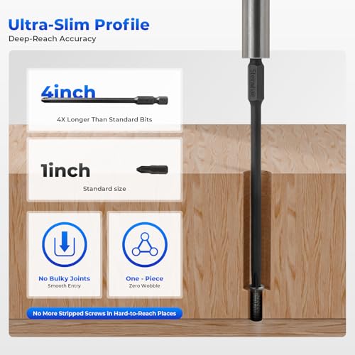 Impact Rated Screwdriver Bit Set, 4" Extended Long Magnetic Power Bits, Premium S2 Steel, Shock-Absorbing Design, 1/4" Hex Shank for Power Drill & Impact Driver (4 Inch PH+SL+PZ) - size: 4 Inch PH+SL+PZ