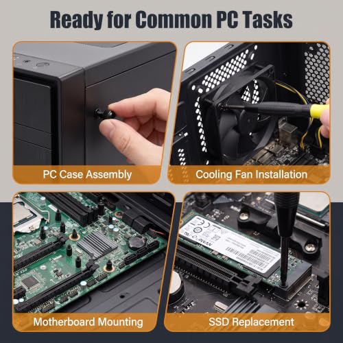 mankk 400PCS PC Screws & Standoffs for Motherboard SSD Fan Case DIY Repair - color: Black