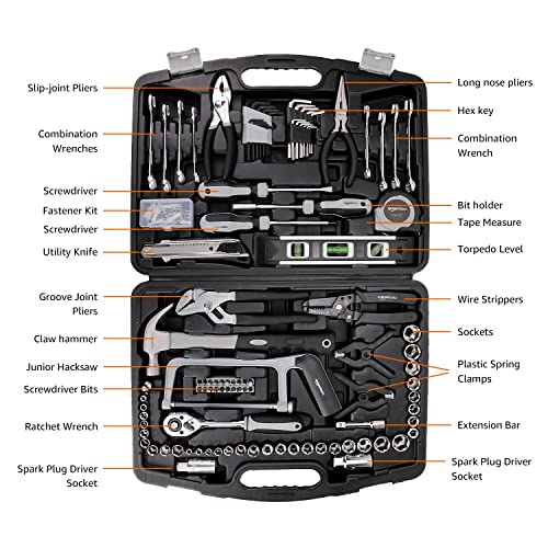Amazon Basics General Household Hand Tool Set with Storage Case, Portable Tool Kit for Home Maintenance and Everyday Repairs, 173-Piece (Pack of 2) - size: 173-Piece (Pack of 2)