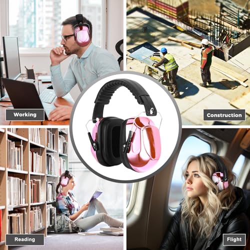 ProCase Hearing Protection Ear Muffs SNR 33dB, Noise Cancelling Headphones - color: 1 - Metalic Pink