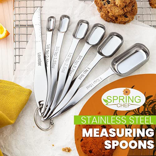 Spring Chef Nesting Stainless Steel Measuring Spoons Set of 7 with Leveler