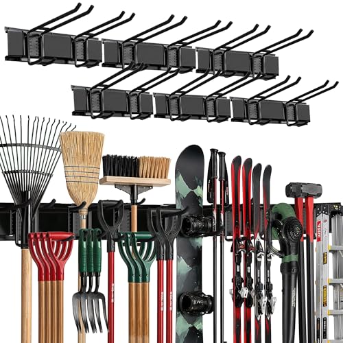 TIDYME Garage Wall Organizer, Shovel Holder Wall Mount, 96" Double Hooks - size: 96" (0 Shelves)