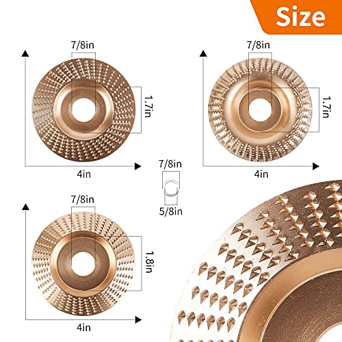 Pomsare 3PCS Angle Grinder Polishing Pad, Wood Carving Disc Set for 4 1/2 Inch Angle Grinder, Heavy Duty Wood Sanding Disk Grinding Wheel, Stump Grinder Attachments for Wood Cutting Shaping