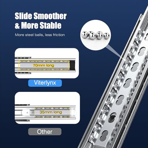 Thickened 200Lbs Soft Close Heavy Duty Drawer Slides 1 Pair 28 Inch Full Extension Ball Bearing Self Slow Closing Rails Kitchen Cabinet Tool Box Runners Tracks Glides (1/2" Thick, 28" L) - size: 28inch, style: W:51mm(Soft Close)