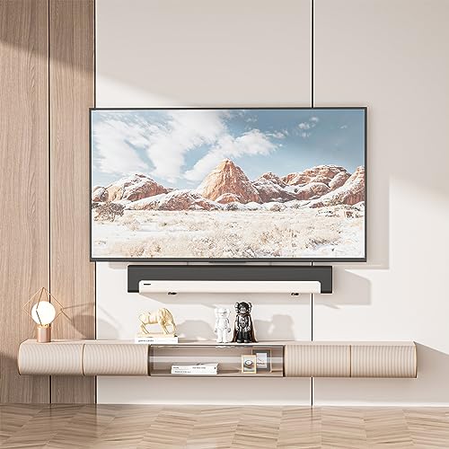 WALI Center Channel Speaker Wall Mount, Universal Soundbar Wall Mount Bracket Hold up to 33 lbs, Arms Extend from 5.1 inch (SLK203), Black - size: 5.1 inch