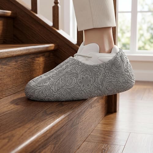 Non Woven Disposable Non Slip Shoe Covers 50Pcs (25 Pairs) (Grey) - color: Grey