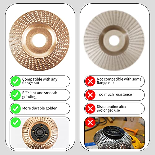 Pomsare 3PCS Angle Grinder Polishing Pad, Wood Carving Disc Set for 4 1/2 Inch Angle Grinder, Heavy Duty Wood Sanding Disk Grinding Wheel, Stump Grinder Attachments for Wood Cutting Shaping