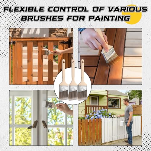 12 Pack Angle Sash Paint Brushes Treated Easy to Grip Wood Handle Synthetic Bristles Smooth Finishes Paint Brushes for Stain Wall Trim Painting Furniture (2.5 Inch) - size: 2.5 Inch