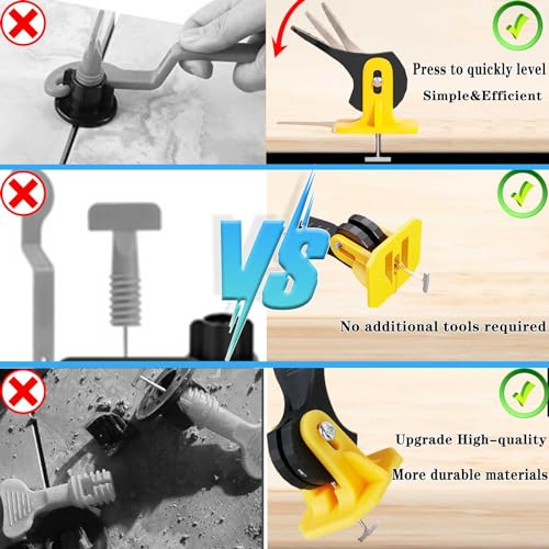 Tile Leveling System Kit Tile Spacers 100pcs Reusable Leveler+Extra 100pcs Replaceable Steel Pin Tlie Tools Installation Set Floor Leveling Compounds 1/8", New Adjustable Fit 8-12mm Tile - color: 100 Pcs