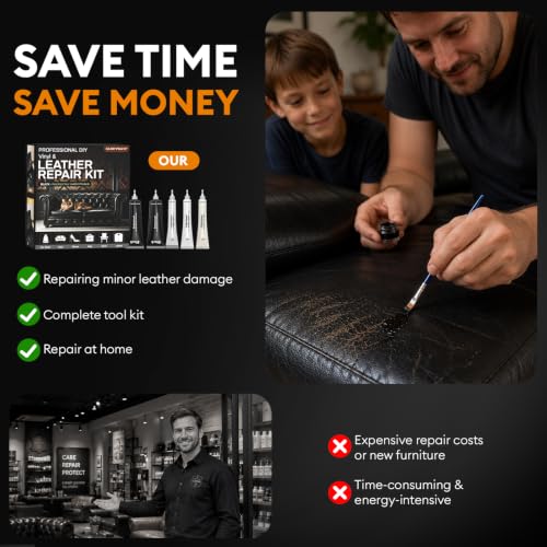 Leather Repair Kit for Furniture, Vinyl Repair Kit Restore Leather Surface - color: Black